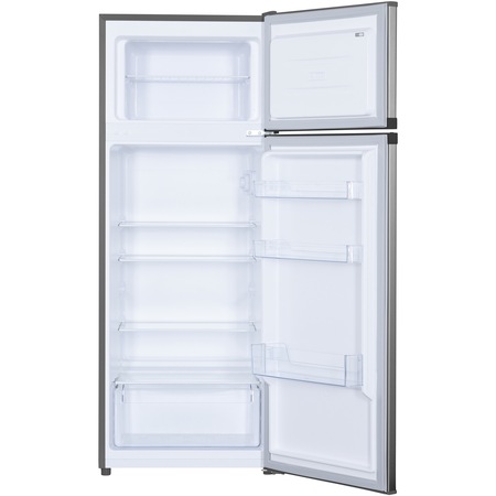 Хладилник с 2 врати Heinner HF-H2206XE++, 206 л, Клас Е, LED осветление, 3 стъклени рафта, H 143 см, Inox