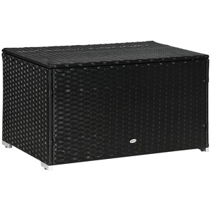 Lada depozitare pentru gradina, Outsunny, Ratan/Otel, 95x60x58cm, Negru