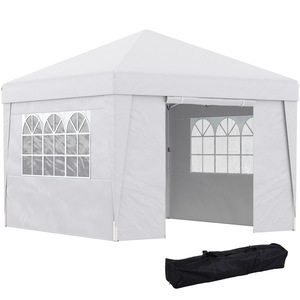 Pavilion, Outsunny, 3x3m, inaltime reglabila, alb