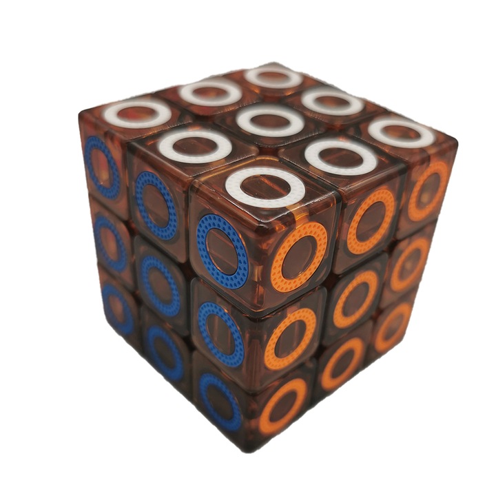 Cub Rubik 3x3x3 Magic Cube, cu buline colorate si insertii negre, 60mm, VisionXXI