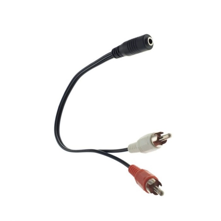 Cablu Adaptor Audio Jack F la 2 RCA, 20 cm - conecteaza si transmite sunetul cu claritate, negru