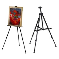 Sevalet reglabil pentru pictura, aluminiu, 170 cm, negru