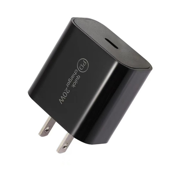 Incarcator de Retea iFan, Fast Charging PD 20W, compatibil Apple/Android, Negru