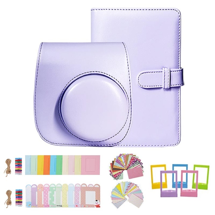 Комплект аксесоари Polaroid mini12, чанта за фотоапарат, албум, лилав