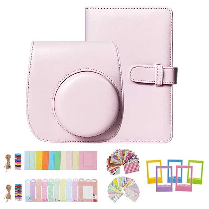 Комплект аксесоари Polaroid mini12, чанта за фотоапарат, албум за снимки, розов