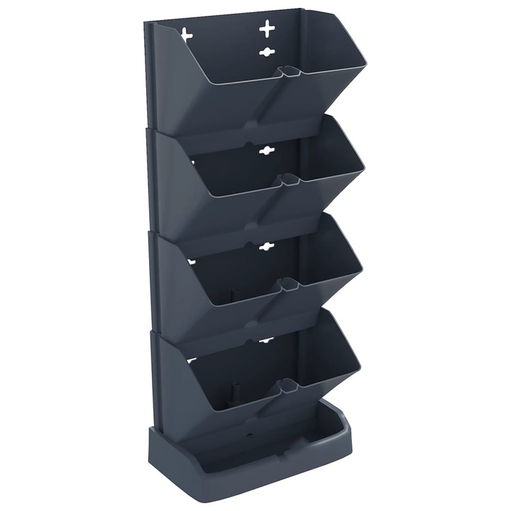 Set plante de gradina vertical vidaXL, 4 buc., antracit, polipropilena, 0.72 Kg