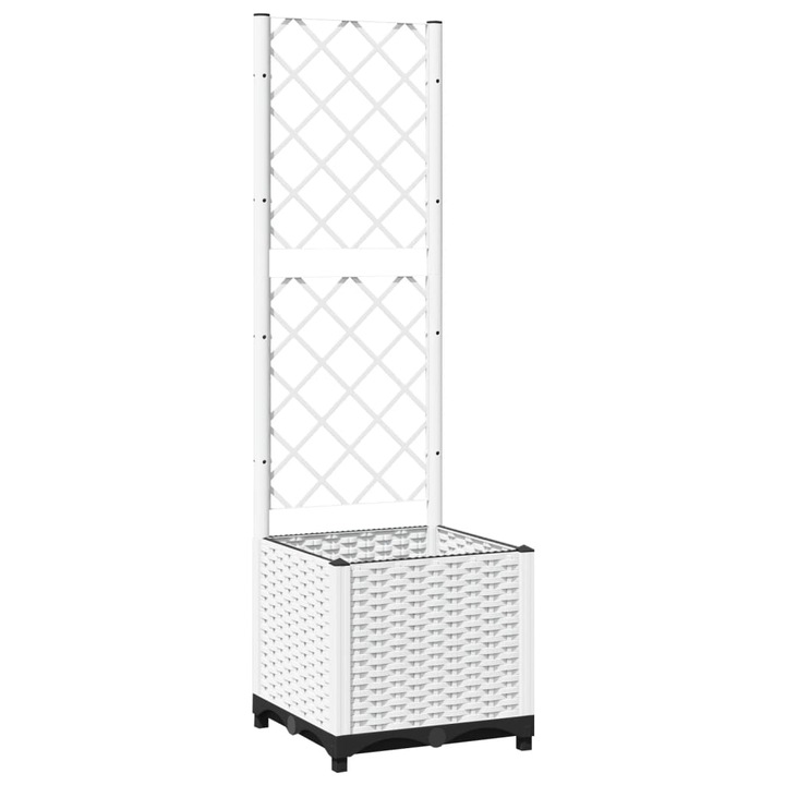 Jardiniera de gradina cu spalier vidaXL, alb, 40x40x136 cm, PP, 3.7 Kg
