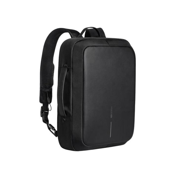 Rucsac antifurt Bobby Bizz si servieta, compartiment laptop 15,6" si tableta 10", convertibil in servieta, lacat cu cifru, curea pentru bagaje, 10l, negru, bandana Empath inclusa
