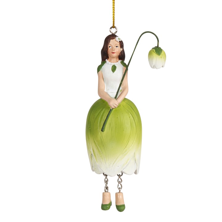 Flower Girl Lalea figura fogasokkal, fehér/zöld, 11 cm