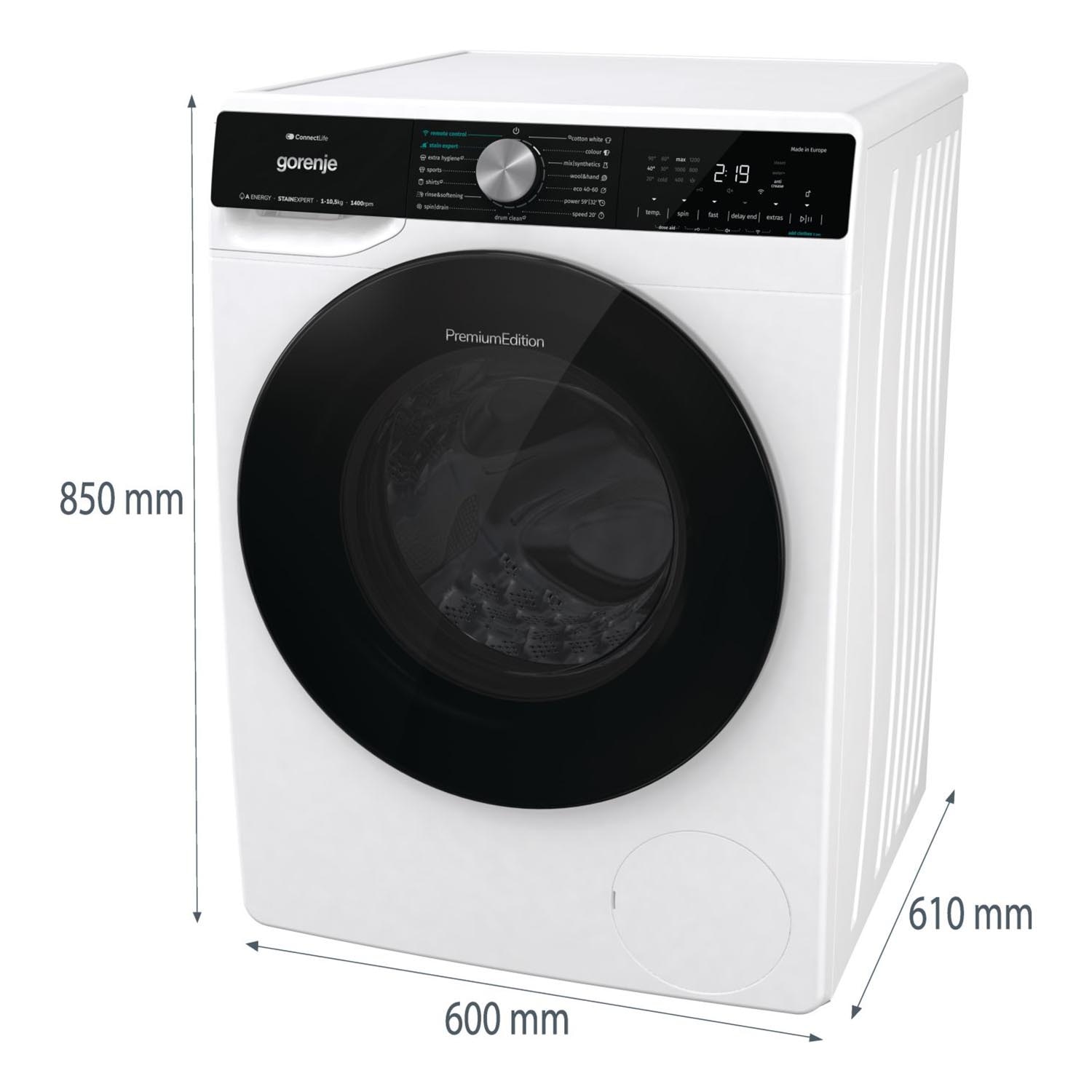 Gorenje WNS1X4ARTWIFI Masina de spalat cu incarcare frontala, clasa energetica A, 1400 rpm, capacitate 10,5 kg, 15 programe, LED, Alb
