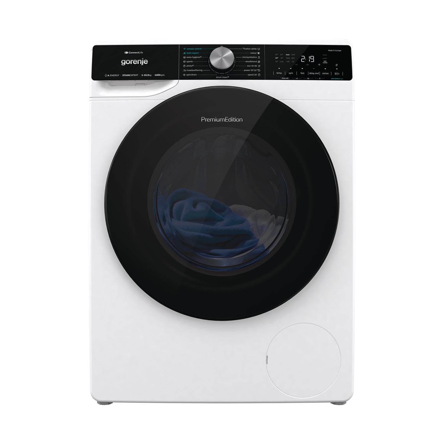 Gorenje WNS1X4ARTWIFI Masina de spalat cu incarcare frontala, clasa energetica A, 1400 rpm, capacitate 10,5 kg, 15 programe, LED, Alb