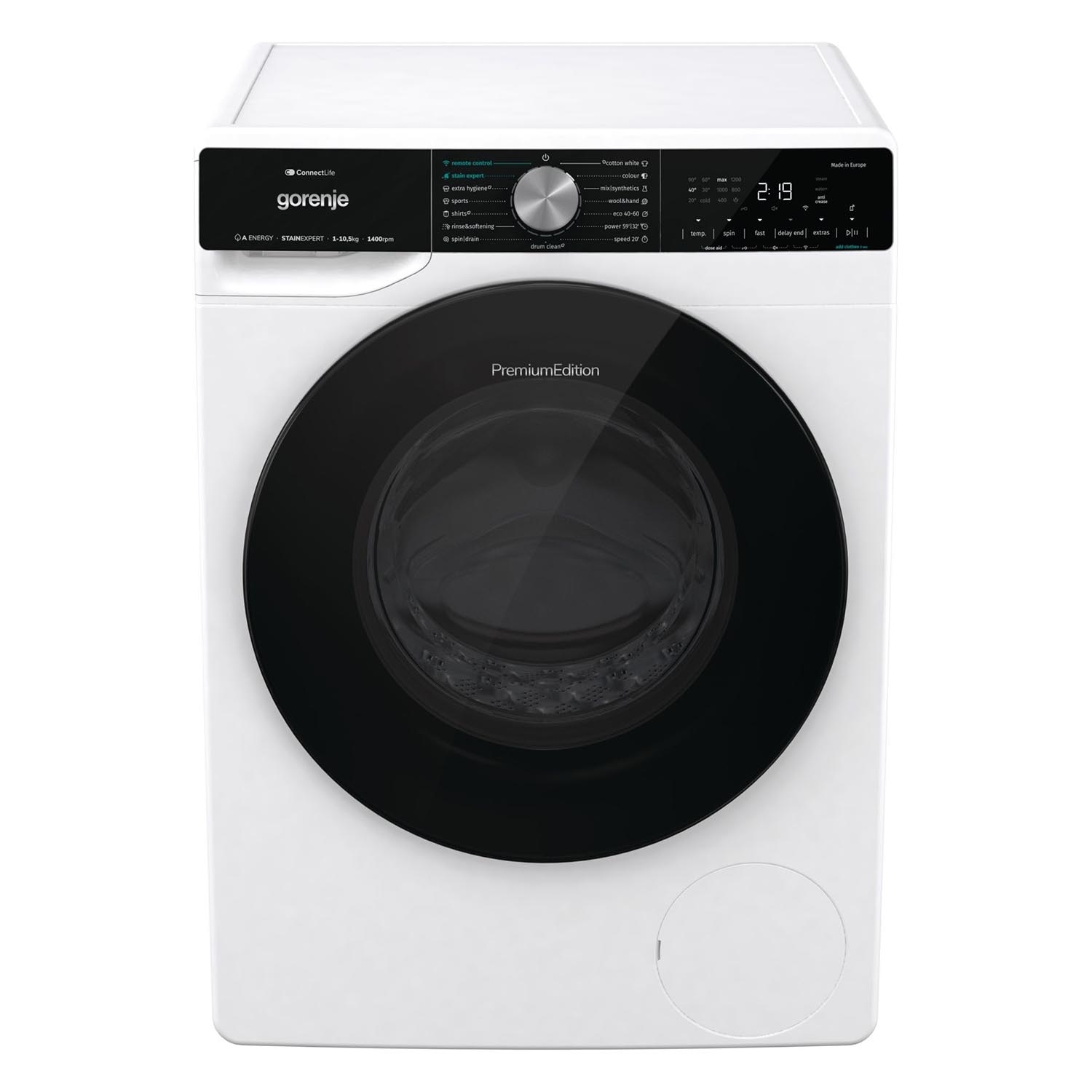 Gorenje WNS1X4ARTWIFI Masina de spalat cu incarcare frontala, clasa energetica A, 1400 rpm, capacitate 10,5 kg, 15 programe, LED, Alb