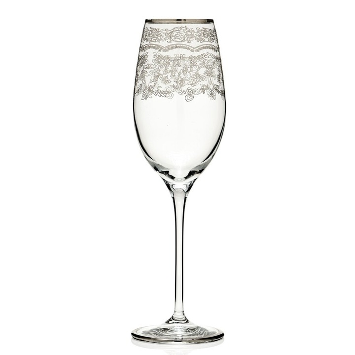 Pahar sampanie Bourgogne aur, cristal florentin Mario Cioni, cl 20, H 220 cm