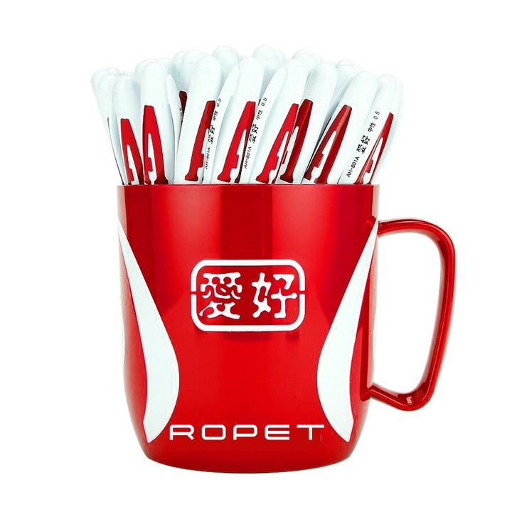 Set 48 Pix Cu Gel Rosu, Cu Cana Plastic, 0.5mm, Ropet