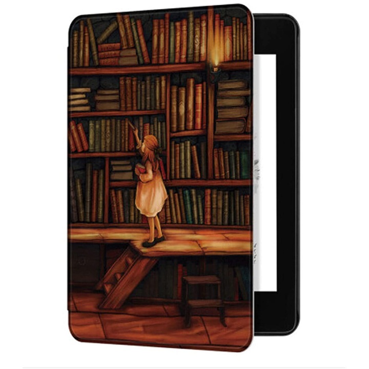 Husa pentru Kindle 2022, Kindle 2024, 11th / 12th generation, 6 inch, ultra-light, Aiyando, girl bookstore