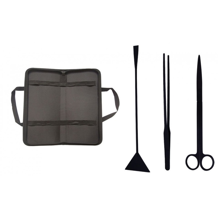 Akváriumtisztító eszközkészlet, Deep Aqua, 4 részes, fekete