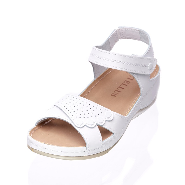 Дамски сандали "Tellus" 25-07, Кожа, Бели, Бял
