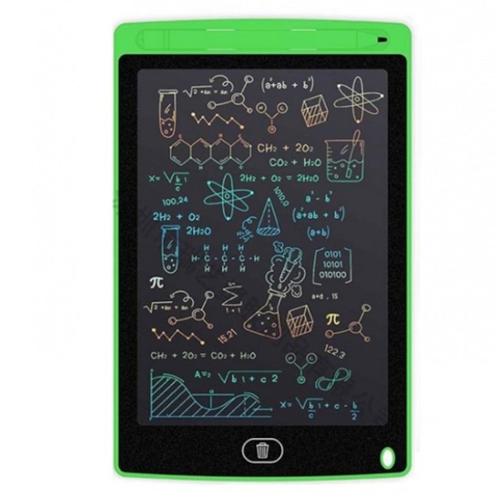 Детски графичен таблет за рисуване, цветен 8,5 инча диагонал, с бутон за изтриване и молив, Зелен