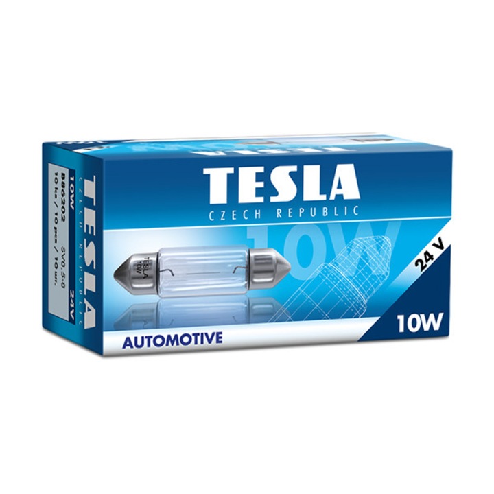 Set 10 becuri auto auxiliare, Tesla, 10W, 24V, pozitie/iluminare