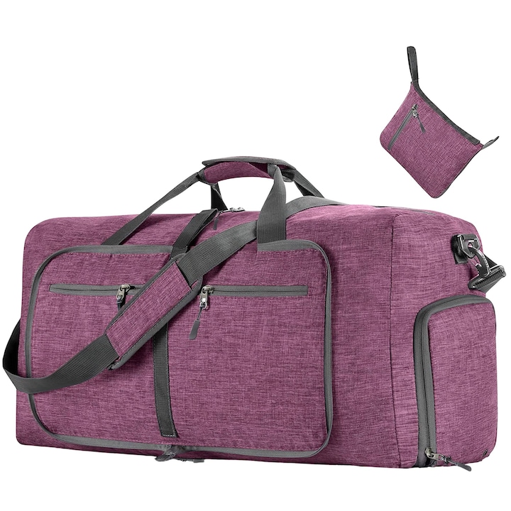Пътна чанта BYONDSELF, 65 L, сгъваема, с отделение за обувки, лилав