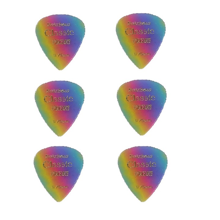 6 db Turbovoice GP21075 gitárpiszkáló készlet, 0,75 mm, Rainbow
