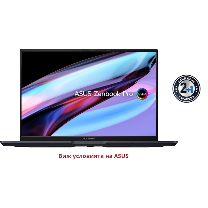 Лаптоп ASUS Zenbook Pro 14 UX6404VV-OLED-P941X с Intel Core i9-13900H (1.9/5.4GHz, 24M), 32 GB, 1TB M.2 NVMe SSD, NVIDIA RTX 4060 8GB GDDR6 DLSS 3, Windows 11 Pro, Черен