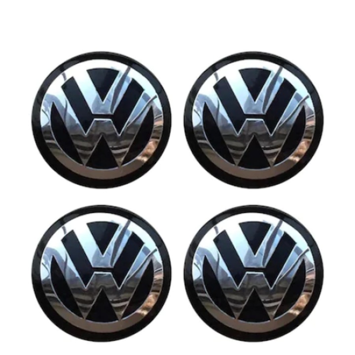 Set 4 Embleme Jante Aliaj 58mm / 70mm, Capace Roti Compatibile Volkswagen Passat, Golf, Tiguan, Bora, CC, 7L6601 149B