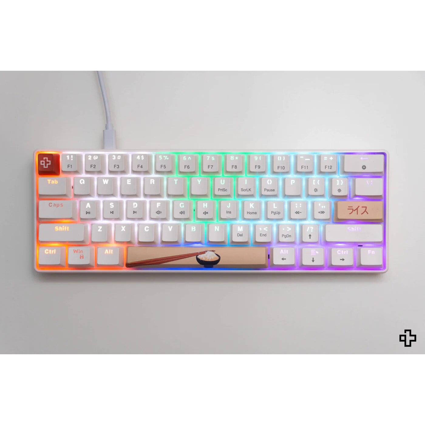 Tastatura mecanica gaming QwertyKey Rice V2 Alba, Hotswap, switch