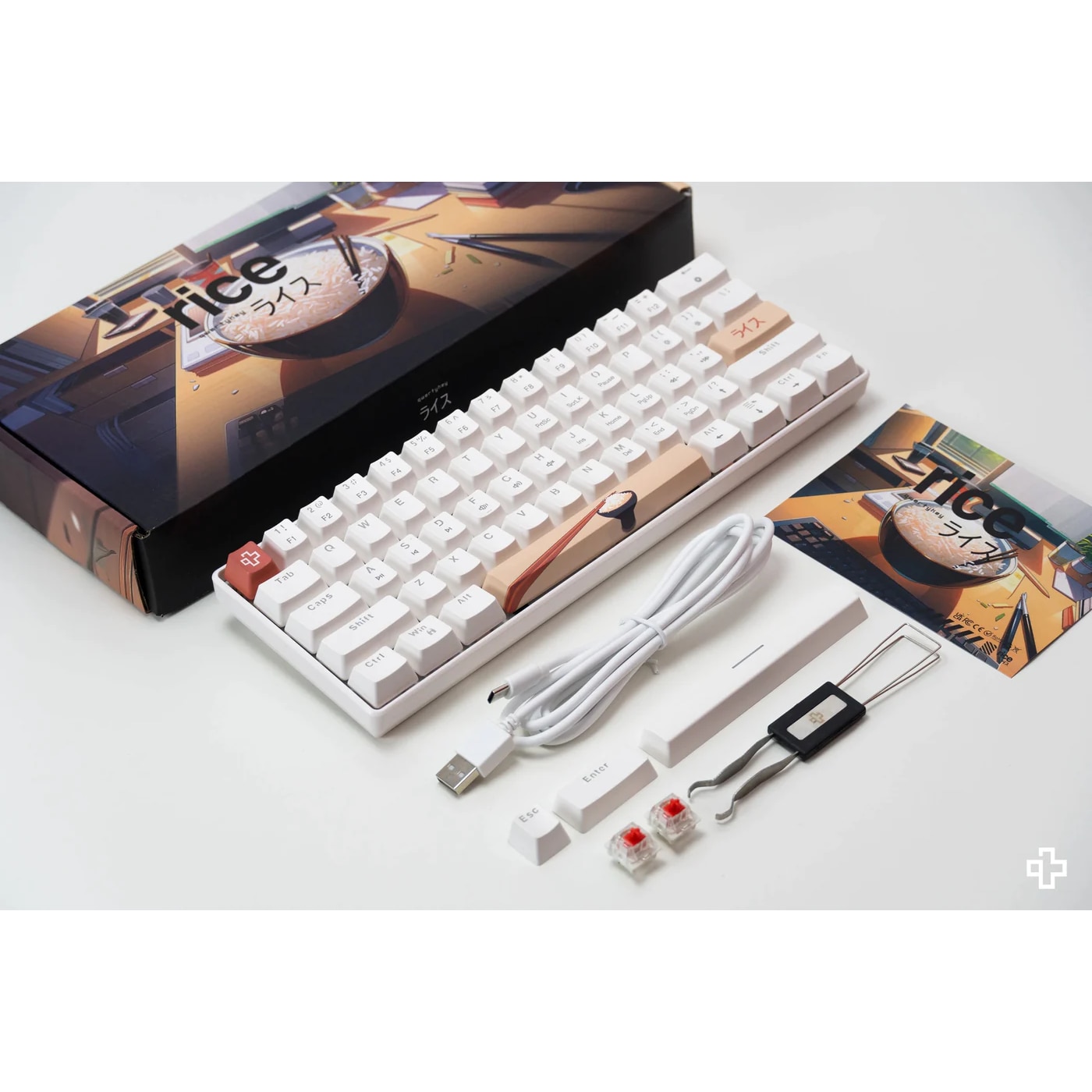 Tastatura mecanica gaming QwertyKey Rice V2 Alba, Hotswap, switch