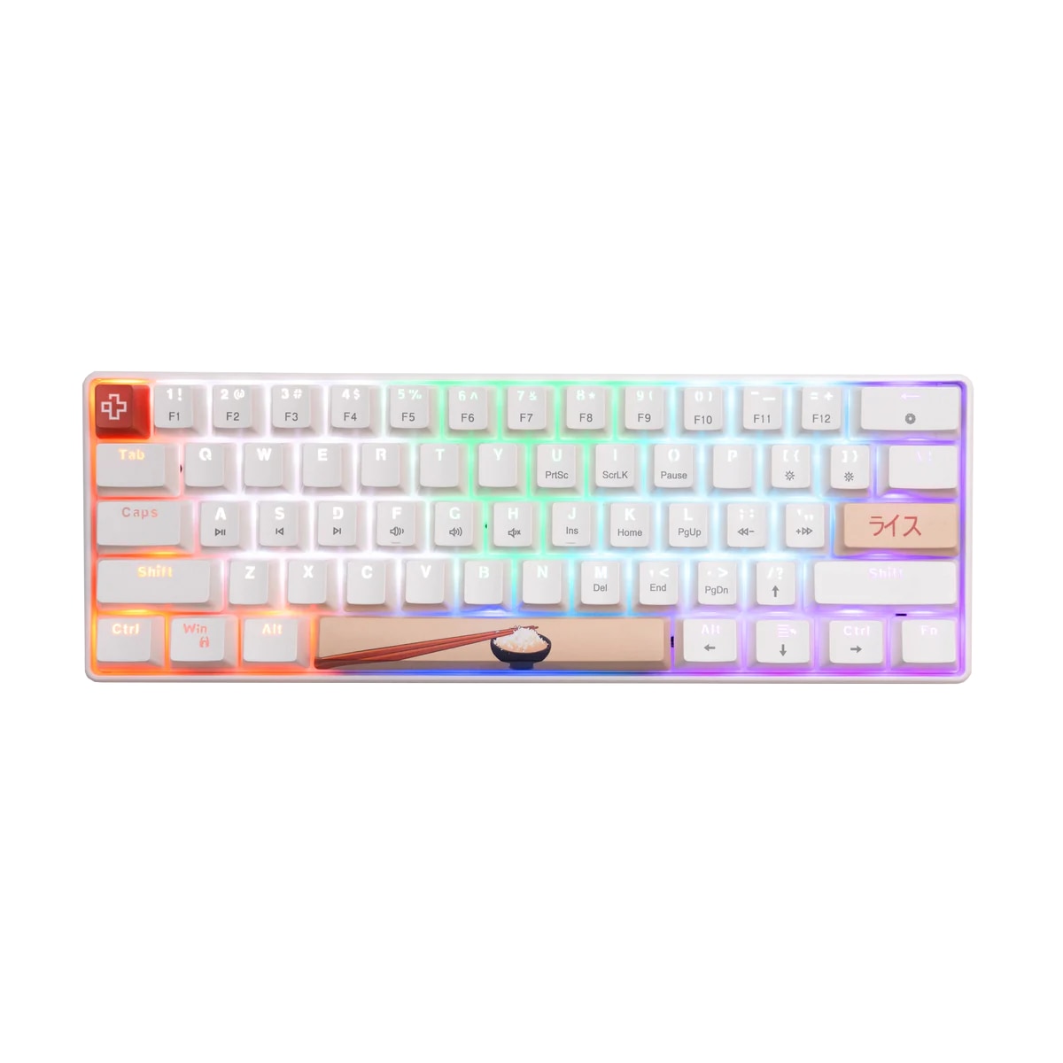 Tastatura mecanica gaming QwertyKey Rice V2 Alba, Hotswap, switch