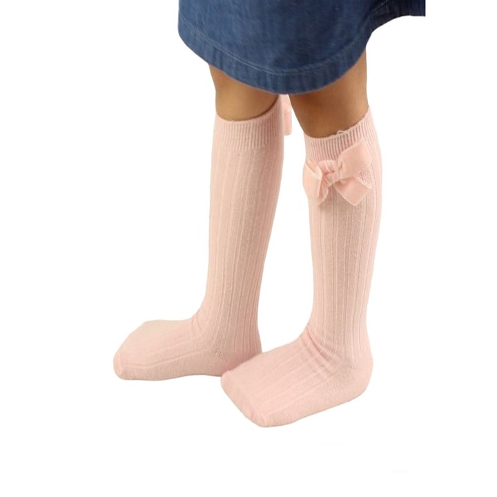 Дълги чорапи с панделка за момичета, Розово
