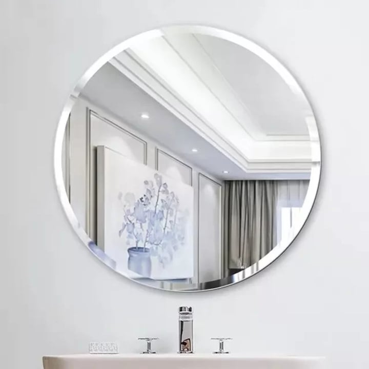 Oglinda simpla fara rama, bizou 2cm, decorativa, oglinda rotunda, décor, pentru hol, dormitor, baie -