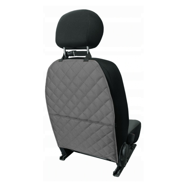 Protectie spatar scaun cu buzunar organizator, gri, universala, Metru Patrat