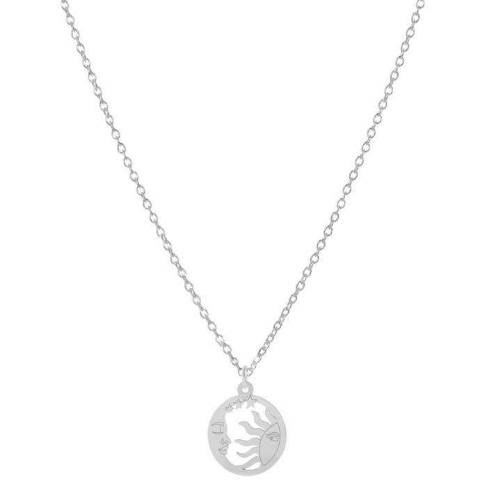 Lant cu pandantiv Luna si Soare din Argint 925, reglabil 40-43 cm