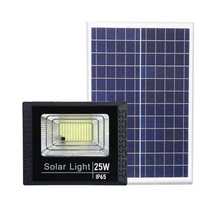Прожектор със соларен заряд LED SMD 25W Flippy, соларен панел, с дистанционно управление, скоба, ABS материал, 1.2AH, 44 LED, 79Lm, 13x13.5 cm, черен
