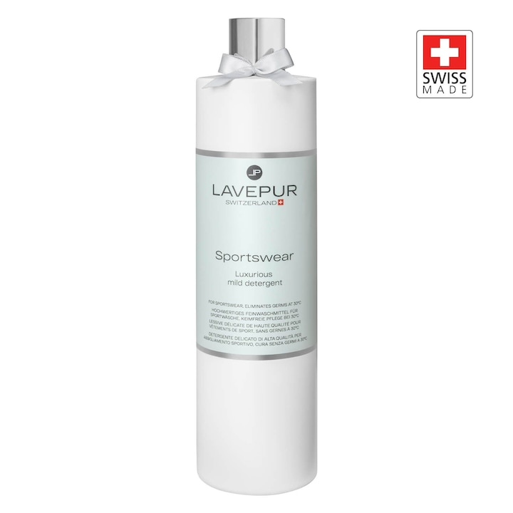 LAVEPUR mosószer, Sportruházat, sportszerekhez, vegán, biológiailag lebomló természetes összetevőket tartalmaz, buja, hatékonyan tisztít, eltávolítja a kellemetlen szagokat, kézi/automata mosás, 500 ml