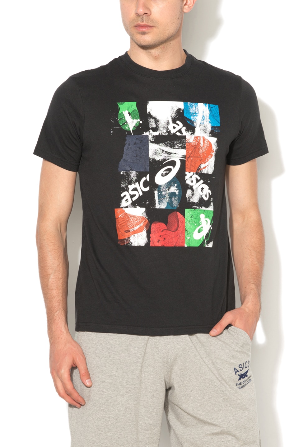 Asics, Tricou negru cu imprimeu grafic