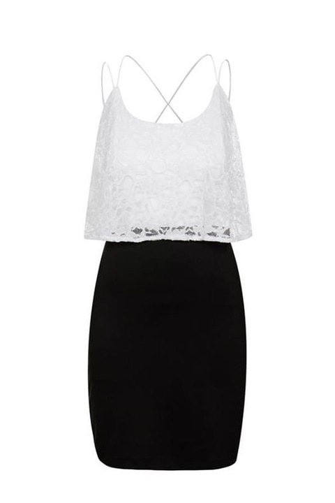 Дамска рокля Ivon Zelreyiq черна, бяла, Бял, 44