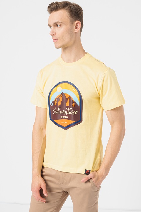 PEGAS, Kerek nyakú mintás póló, Sárga