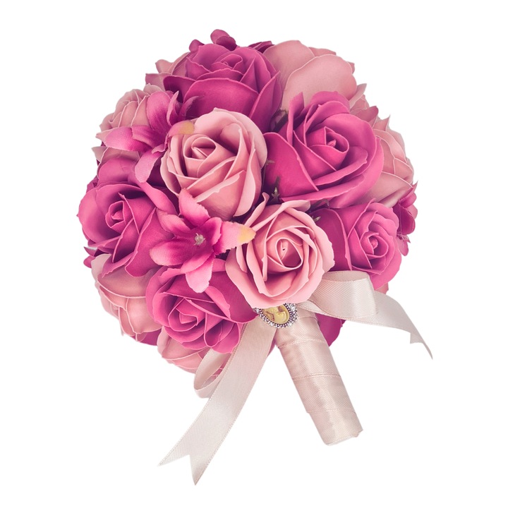 Buchet de mireasa din 29 trandafiri de sapun parfumati, Bopo, Multicolor