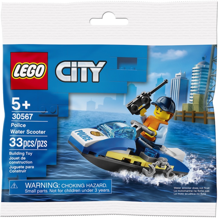 Мини комплект конструктор LEGO® City The police officer and his water scooter 30567, 33 части
