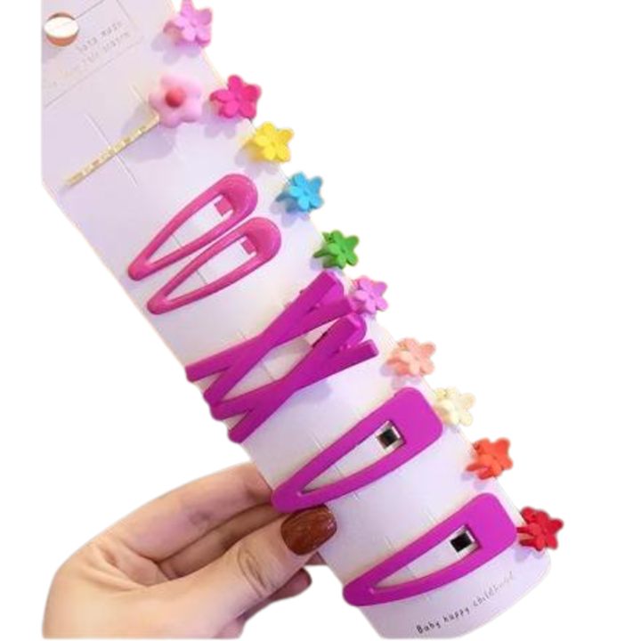 Set accesorii par Poppy, 7 clame si 10 agrafe, mov, 5-6cm x 1,3cm