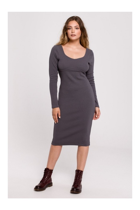 BeWear Női midi ruha Hishe B207 antracit, Szürke