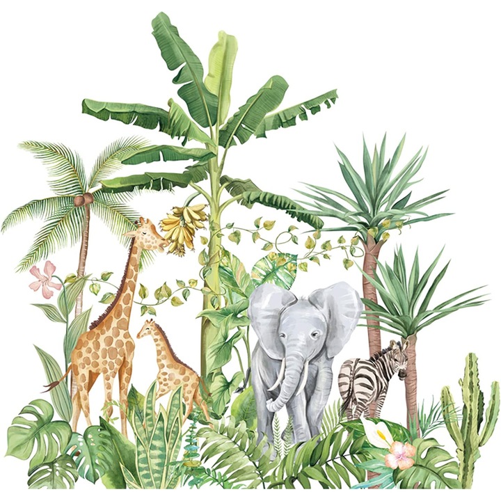 Sticker Decorativ, Animale Salbatice din Safari, 60 x 90 cm