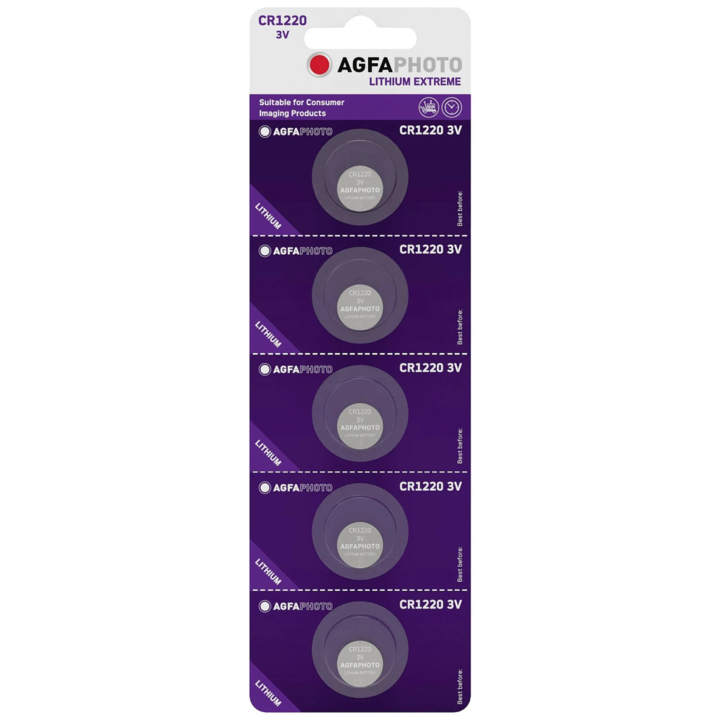 Set 5 Baterii, Agfa, CR1220, 3 V, Lithium