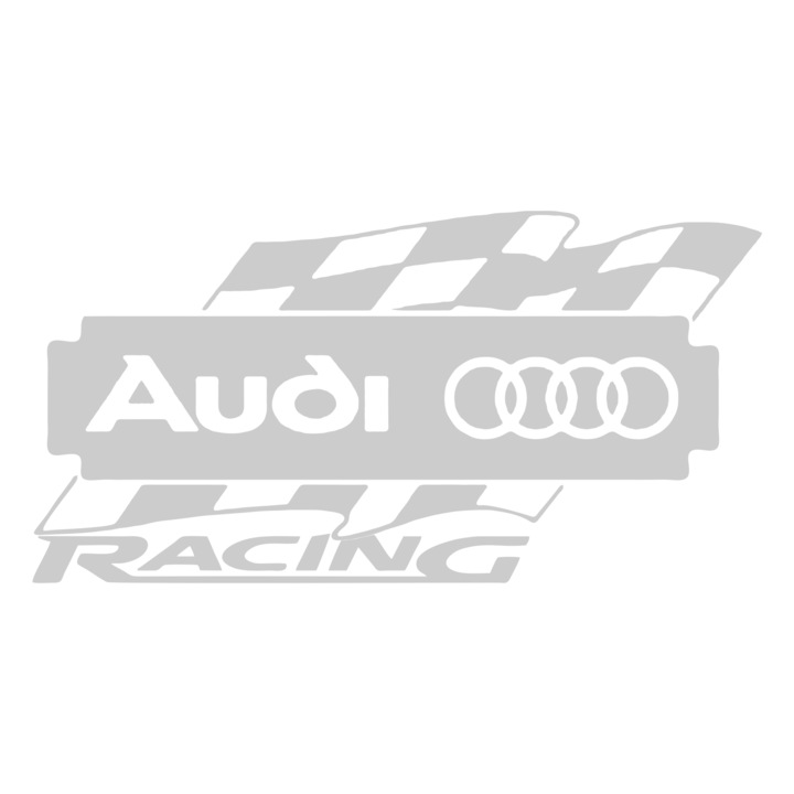 Sticker auto, AUDI racing, alb, 20,7 x 10,5 cm