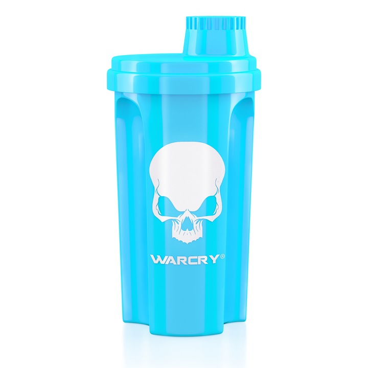 Shaker WARCRY® pentru prepararea suplimentelor nutritive sub forma de pudra, Turcoaz Transparent, 700ml