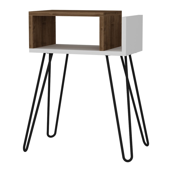 Masuta Cafea, UnicUtil®, Masa Living Laterala, 45 x 25 x 63 cm, Masa Cafea Compacta cu Design Modern si Functional, Realizata din PAL Melaminat Durabil, Mobilier Practic si Versatil, Ideala pentru Living sau Birou, Organizare si Decor, Alb Maro