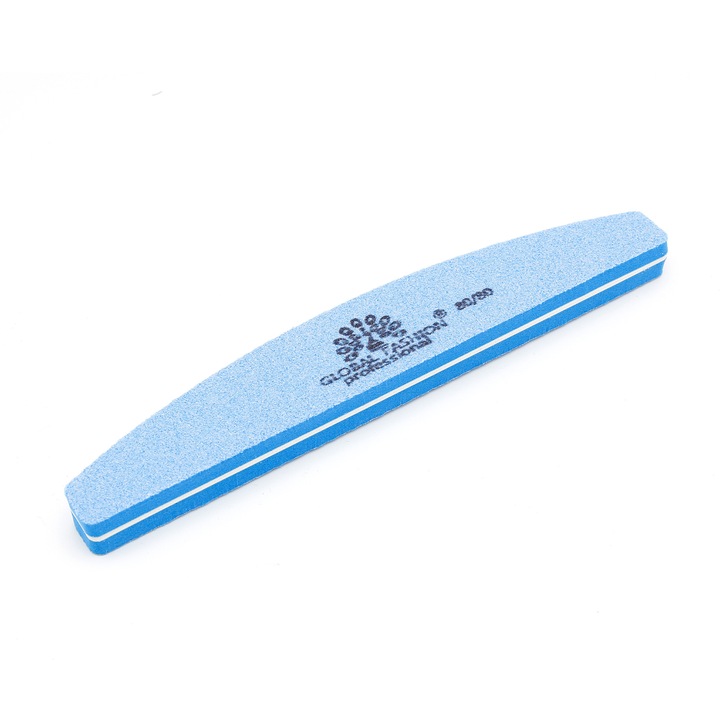 Buffer pentru unghii, Global Fashion, Granulatie 80/80, Albastru