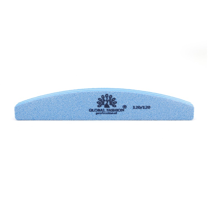 Buffer pentru unghii, Global Fashion, granulatie 120/120, Albastru